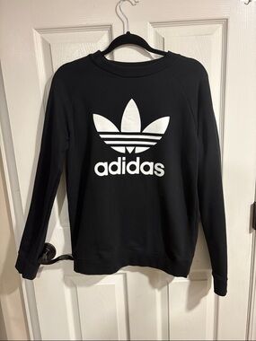 Adidas Black Crewneck Sweatshirt with White Trefoil Logo